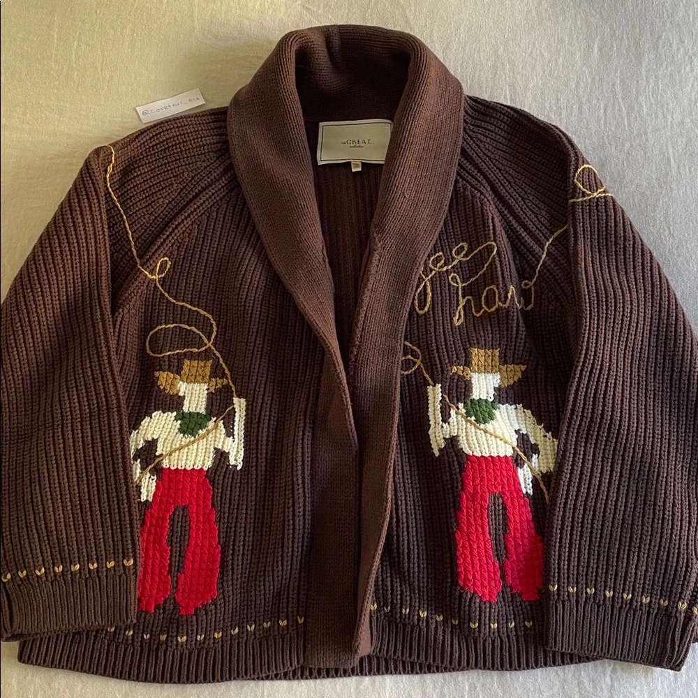 The Great. The Collectors Lasso Lodge Cardigan in Umber. Size 2. - Picture 3 of 9